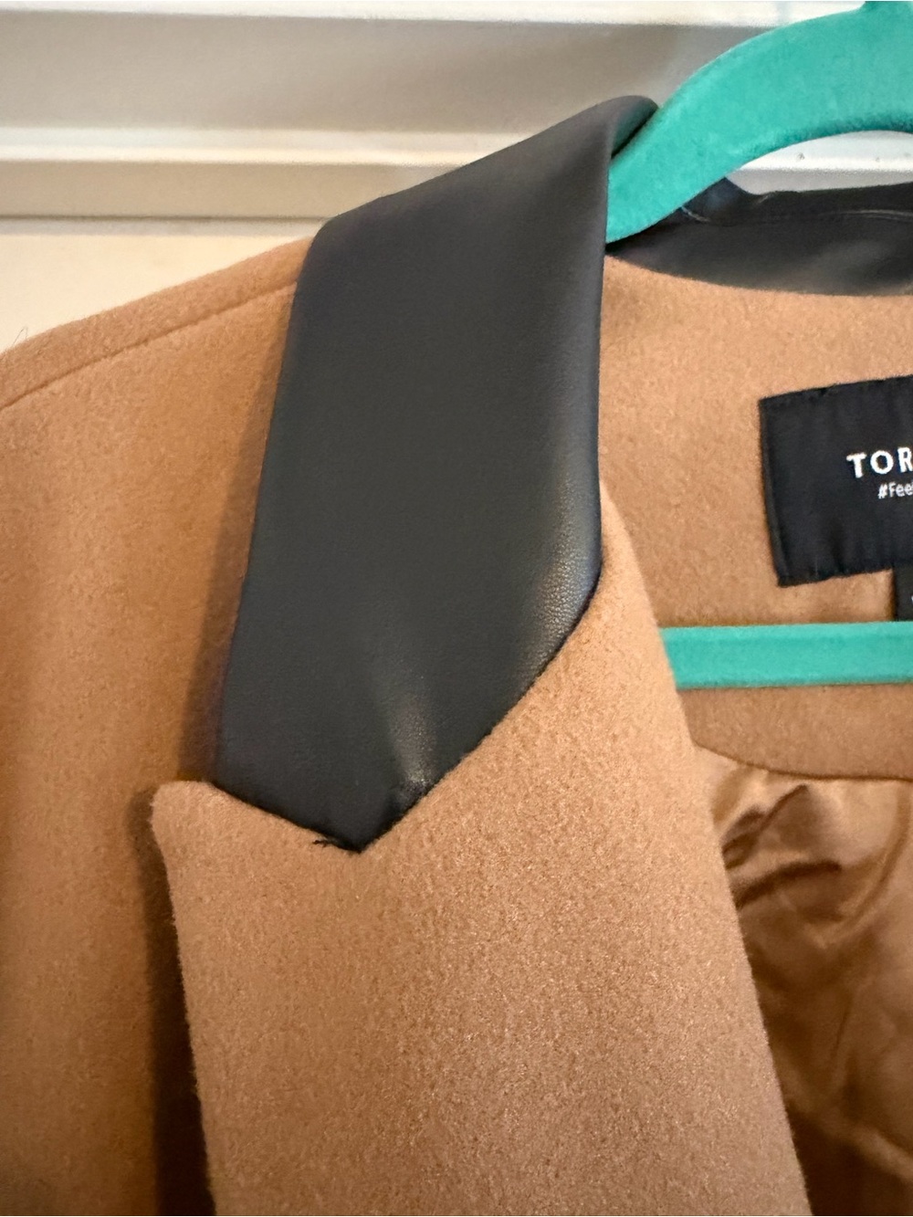 Torrid Tan Longline Coat with Faux Leather Collar - Picture 4 of 8